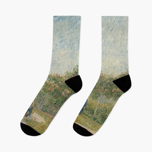 Item preview, Garden in Montmartre With Lovers by Vincent van Gogh: Romantic Garden Poster designed and sold by artofuniverse.