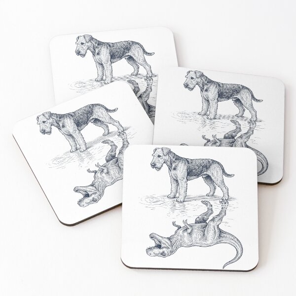 Item preview, Vintage Airedale Terrier Reflection T Rex Dinosaur Dog Lover designed and sold by TerryConnells.