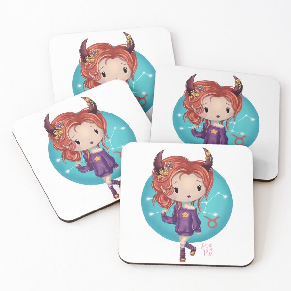 Item preview, Taurus Zodiac Sign – Chibi Girl | Cute Illustration designed and sold by PiX by PE.