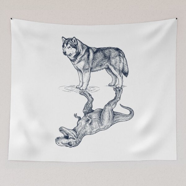 Item preview, Vintage Alaskan Malamute Reflection T Rex Dinosaur Dog Lover designed and sold by TerryConnells.