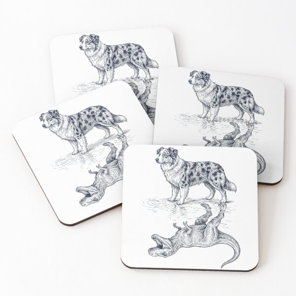 Item preview, Vintage Australian Shepherd Reflection T Rex Dinosaur Dog Lover designed and sold by TerryConnells.