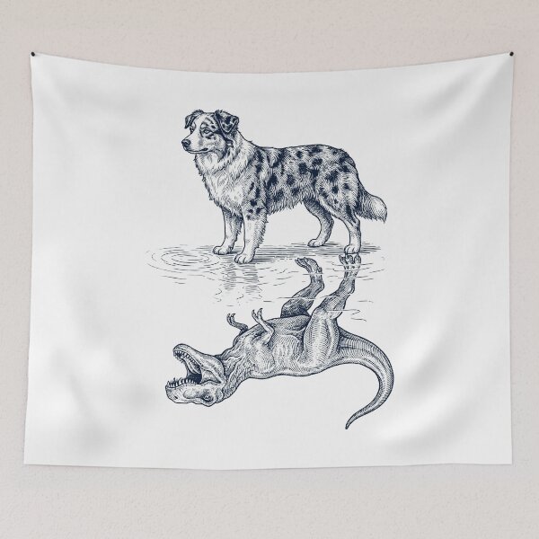 Item preview, Vintage Australian Shepherd Reflection T Rex Dinosaur Dog Lover designed and sold by TerryConnells.