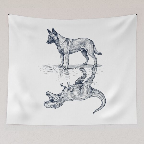 Item preview, Vintage Belgian Malinois Reflection T Rex Dinosaur Dog Lover designed and sold by TerryConnells.