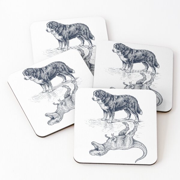 Item preview, Vintage Bernese Mountain Dog Reflection T Rex Dinosaur Dog Lover designed and sold by TerryConnells.