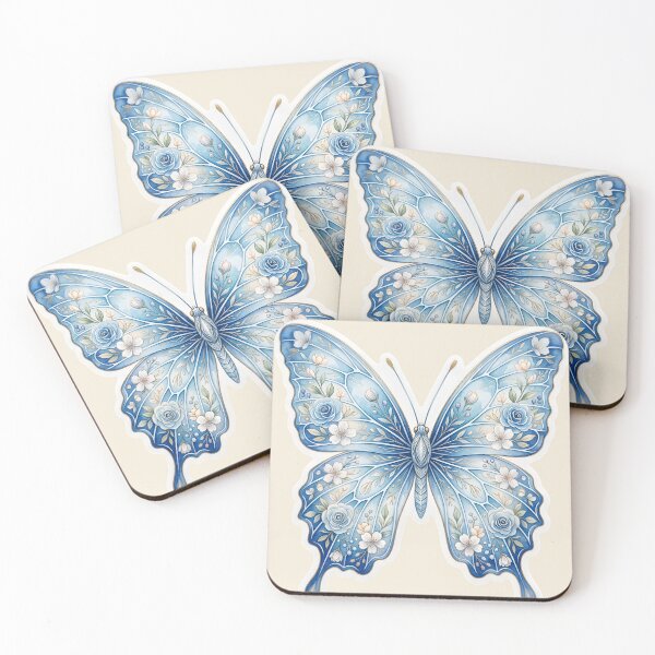 Item preview, Blue Floral Butterfly Aesthetic Watercolor Design designed and sold by Rohan132.