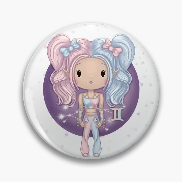 Item preview, Gemini Zodiac Sign – Chibi Girl | Cute Illustration designed and sold by PiX by PE.