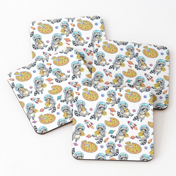 Item preview, funny astronaut raccoon space pizza pattern designed and sold by ArtivioShop.