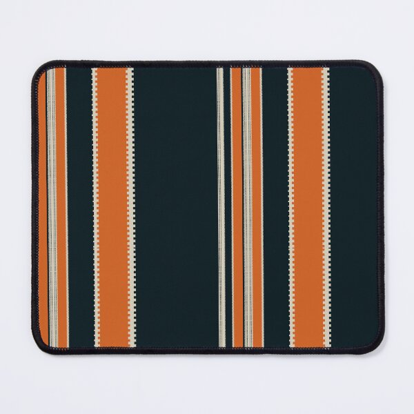 Item preview, Retro navy orange stripe pattern textured vertical lines geometric bold center panel design designed and sold by WildHugeDot.