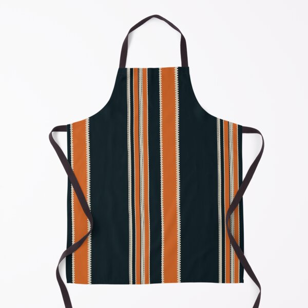 Item preview, Retro navy orange stripe pattern textured vertical lines geometric bold center panel design designed and sold by WildHugeDot.