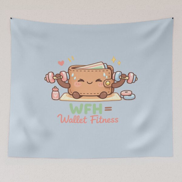 Item preview, Copy of Cute Wallet Workout - WFH Wallet Fitness Kawaii Illustration | Funny Work From Home Money Saving Design designed and sold by PopCulturePixel.