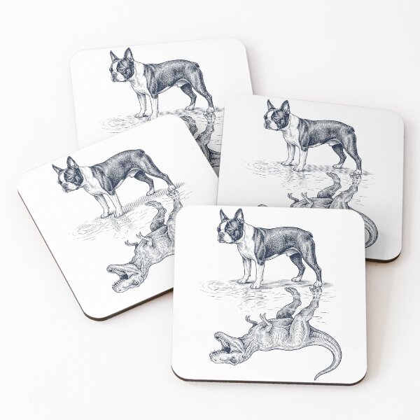 Item preview, Vintage Boston Terrier Reflection T Rex Dinosaur Dog Lover designed and sold by TerryConnells.