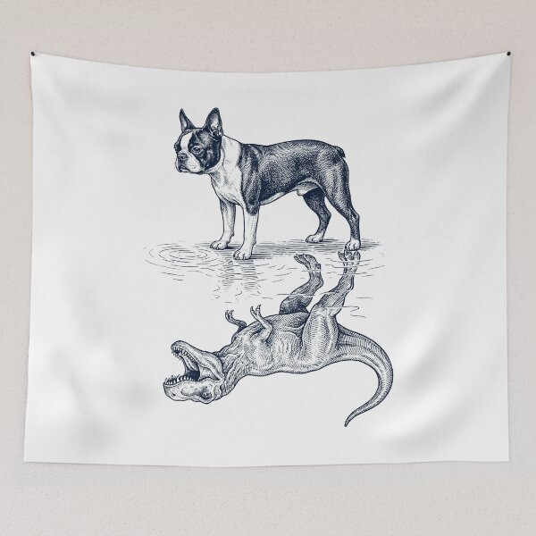 Item preview, Vintage Boston Terrier Reflection T Rex Dinosaur Dog Lover designed and sold by TerryConnells.