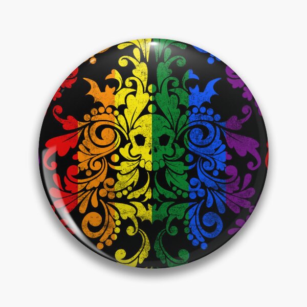 Item preview, Rainbow Gothic Skull Damask Pattern designed and sold by LCWaterworth.