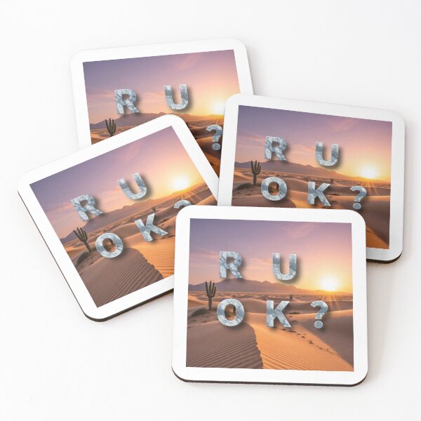 Item preview, Desert Sunset "R U OK?" Mental Health Art designed and sold by GUINewAlex.