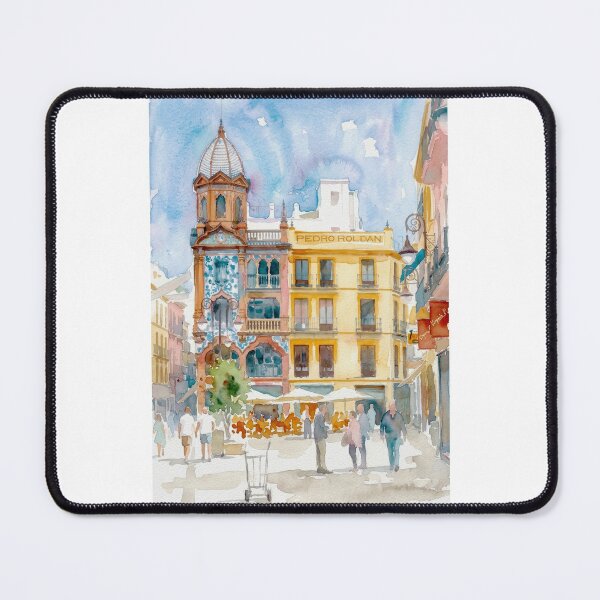 Item preview, Vibrant Seville Street Scene Watercolor Spain designed and sold by caracatita75.