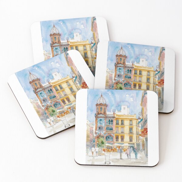 Item preview, Vibrant Seville Street Scene Watercolor Spain designed and sold by caracatita75.
