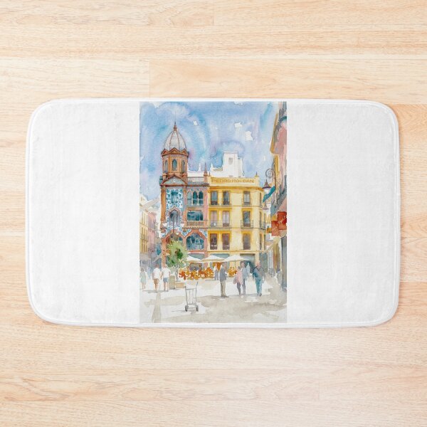 Item preview, Vibrant Seville Street Scene Watercolor Spain designed and sold by caracatita75.