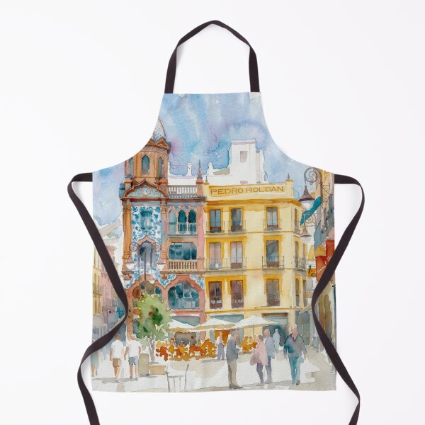 Item preview, Vibrant Seville Street Scene Watercolor Spain designed and sold by caracatita75.