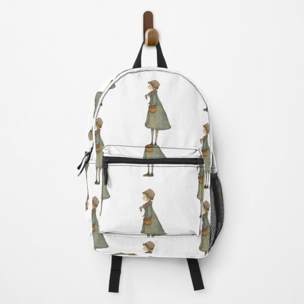 Item preview, Whimsical doll. lady in sage colour coat, with cute floral scarf and a adorable handbag designed and sold by Coolparrotgirl.