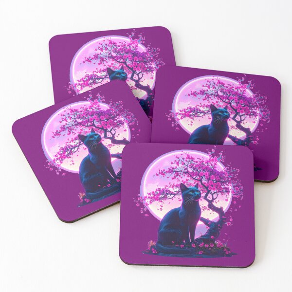 Item preview, Neon Black Cat Cherry Blossom Portal designed and sold by icemanphotos.