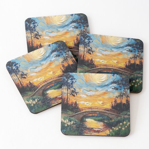 Item preview, Sunset Bridge Over Reflective River  designed and sold by ZadeFrost1.