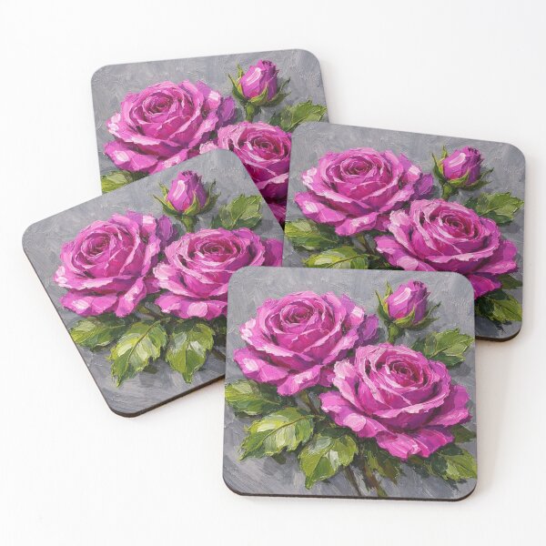Item preview, Vibrant Pink Roses Bouquet Oil Painting designed and sold by ZadeFrost1.