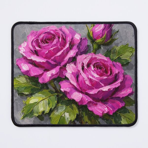 Item preview, Vibrant Pink Roses Bouquet Oil Painting designed and sold by ZadeFrost1.