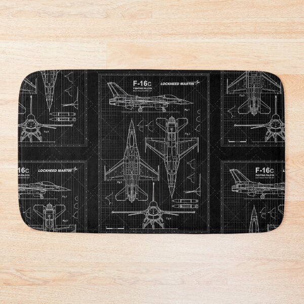 Item preview, F-16 Fighter Jet Blueprint – Military Aircraft Technical Drawing Wall Art designed and sold by Dyan4.