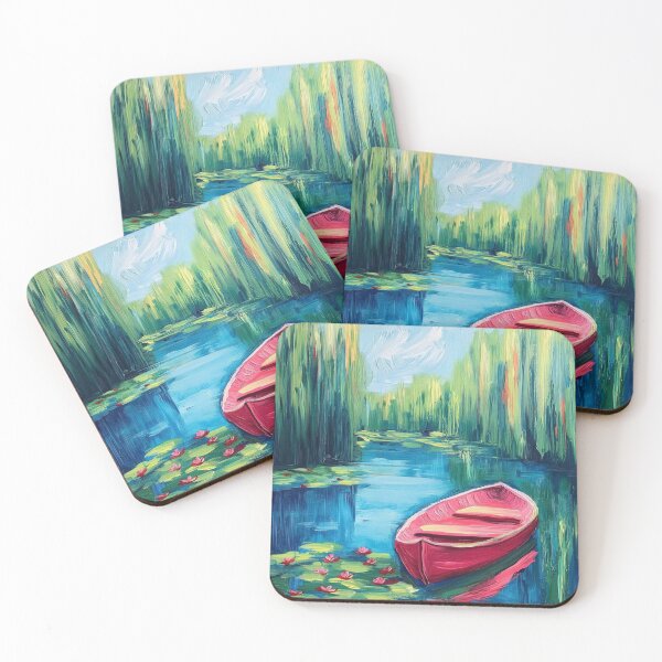 Item preview, Red Rowboat on Lily Pond Reflection designed and sold by ZadeFrost1.