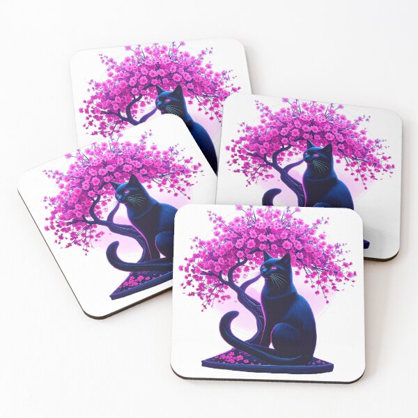 Item preview, Neon Black Cat Cherry Blossom Portal designed and sold by icemanphotos.