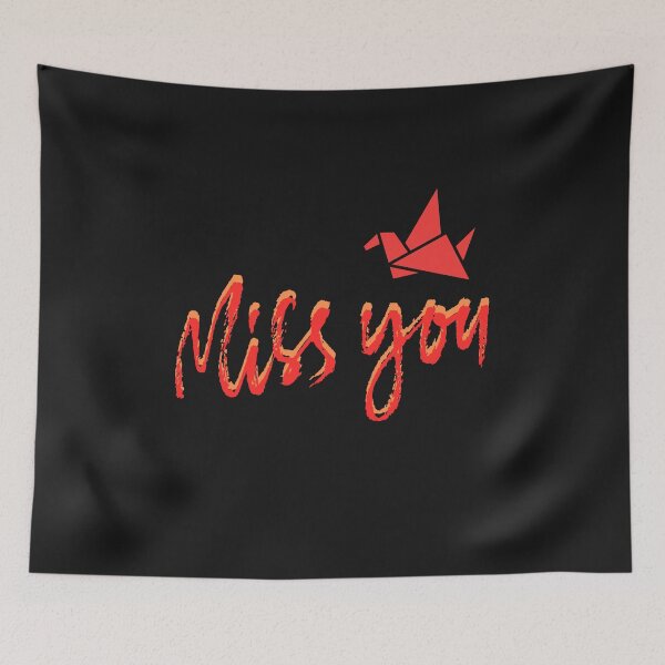 Item preview, Miss You Red Origami Bird – Long Distance Love & Remembrance Typography designed and sold by Aquarius-club.