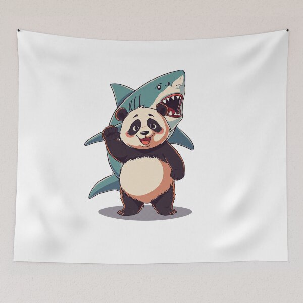 Item preview, Cute Panda Riding Shark Funny Cartoon Design designed and sold by gazaliya.