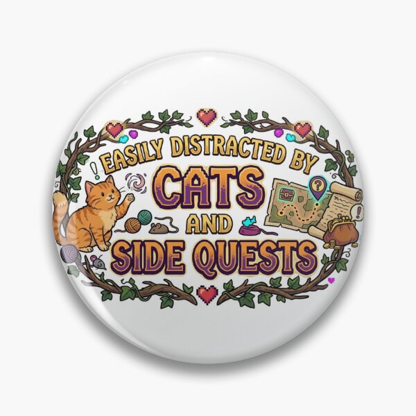 Item preview, Easily Distracted by Cats and Side Quests | Retro Gamer Cat designed and sold by Wear Sculpt.