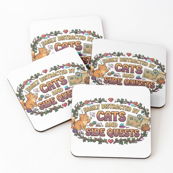 Item preview, Easily Distracted by Cats and Side Quests | Retro Gamer Cat designed and sold by Wear Sculpt.