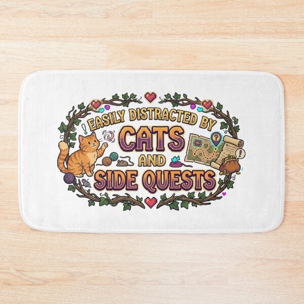 Item preview, Easily Distracted by Cats and Side Quests | Retro Gamer Cat designed and sold by Wear Sculpt.