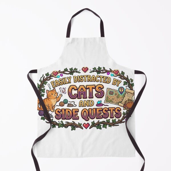 Item preview, Easily Distracted by Cats and Side Quests | Retro Gamer Cat designed and sold by Wear Sculpt.