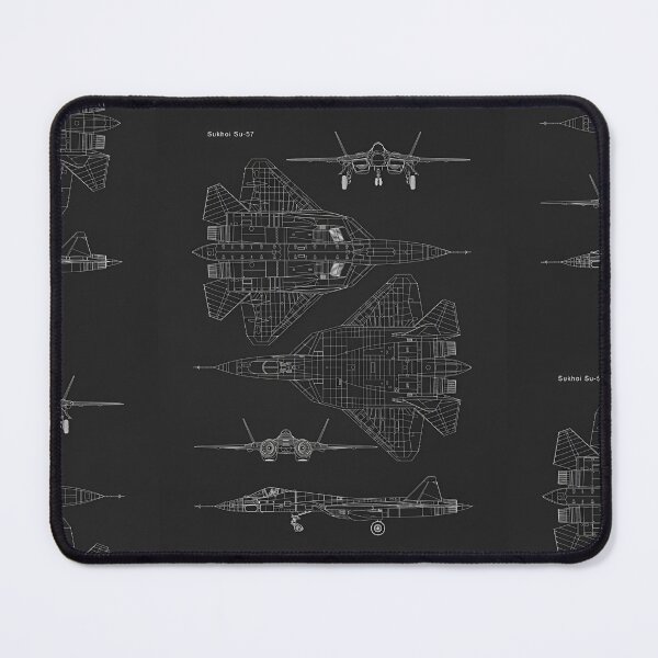 Item preview, Stealth Fighter Jet Blueprint – Sukhoi Su-57 Technical Aircraft Drawing Wall Art designed and sold by Dyan4.