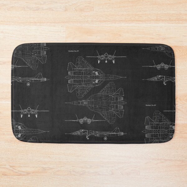 Item preview, Stealth Fighter Jet Blueprint – Sukhoi Su-57 Technical Aircraft Drawing Wall Art designed and sold by Dyan4.