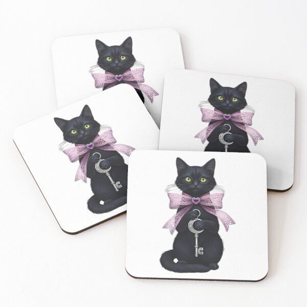 Item preview, Black Cat Silver Key Charm designed and sold by IllumeInk.