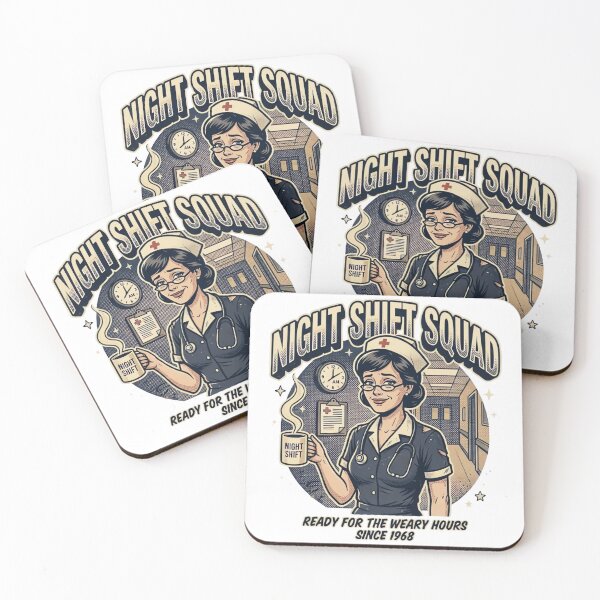 Item preview, Retro Night Shift Squad Nurse Vintage Comic T-Shirt Design designed and sold by urbinet.