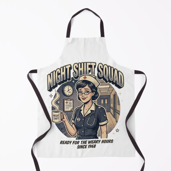Item preview, Retro Night Shift Squad Nurse Vintage Comic T-Shirt Design designed and sold by urbinet.