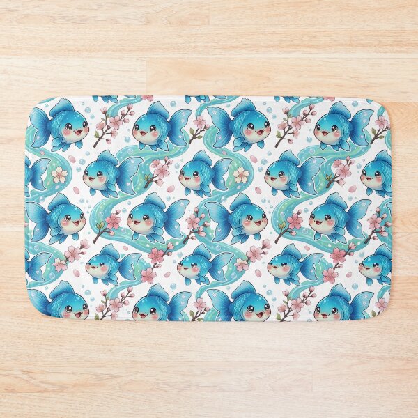 Item preview, Goldfish Sakura Blossom Blue Kawaii designed and sold by JessArty ⭐⭐⭐⭐⭐.