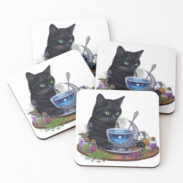 Item preview, Black Cat Moon Teacup designed and sold by IllumeInk.
