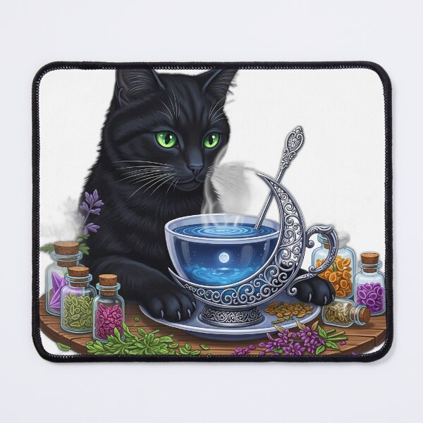 Item preview, Black Cat Moon Teacup designed and sold by IllumeInk.