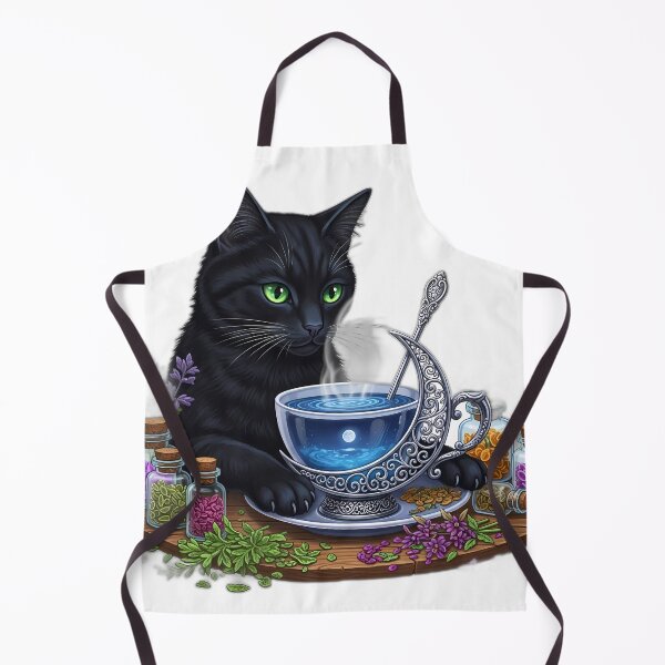 Item preview, Black Cat Moon Teacup designed and sold by IllumeInk.