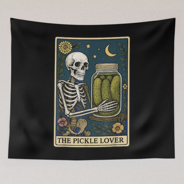 Item preview, The Pickle Lover Tarot Card Skeleton Aesthetic Vintage Botanical Occult Art designed and sold by Pingleify.