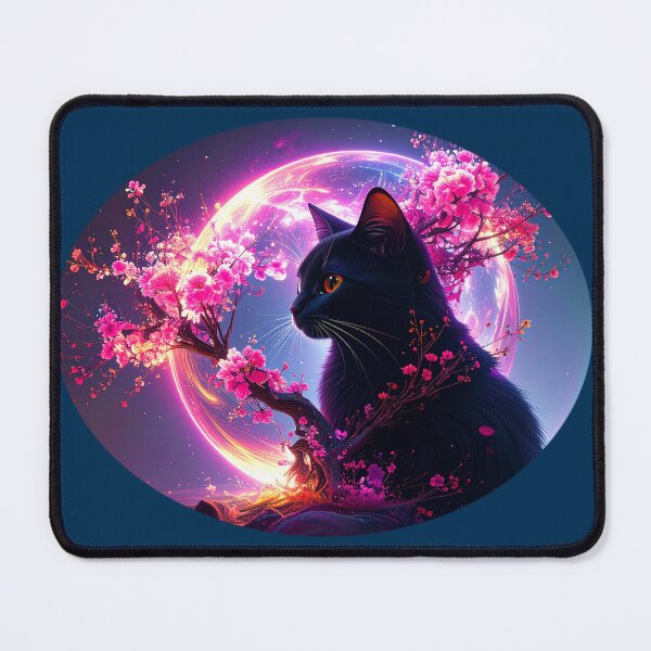 Item preview, Neon Black Cat Cherry Blossom Portal designed and sold by icemanphotos.