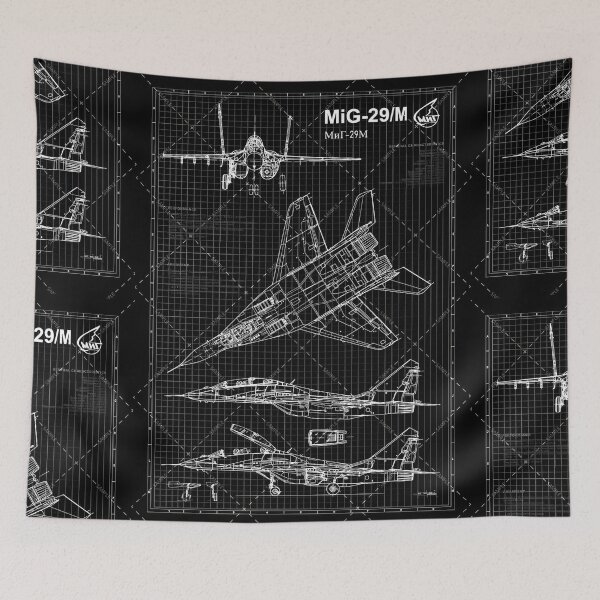 Item preview, MiG-29 Fighter Jet Blueprint – Military Aircraft Technical Drawing Wall Art designed and sold by Dyan4.
