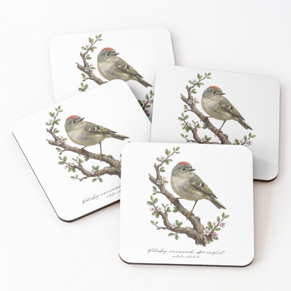 Item preview, Ruby-crowned Kinglet on Flowery Branch designed and sold by Takeda-art.