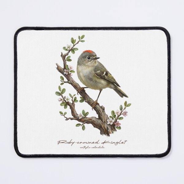 Item preview, Ruby-crowned Kinglet on Flowery Branch designed and sold by Takeda-art.